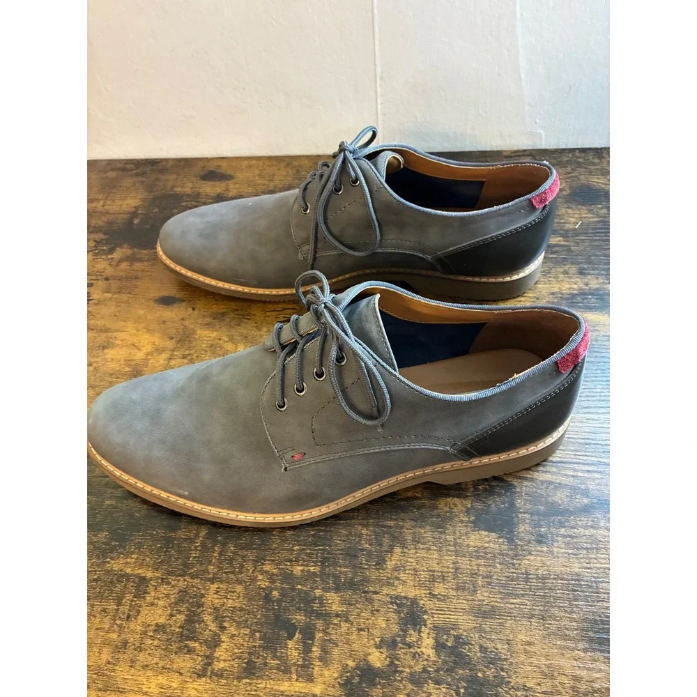 Steve Madden Mens P-Dusted Grey Oxford Dress Shoes Lace Up P-DUSTED Size 9.5